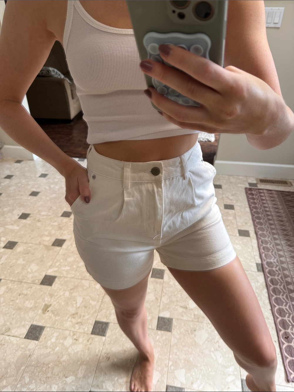 High-Rise White Denim Jean Shorts for Women